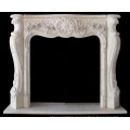 Indoor carved cultured marble fireplace surround